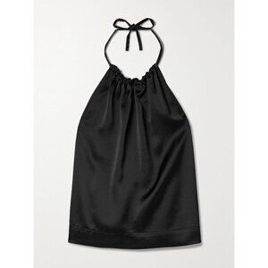 LESET Barb hammered-satin halterneck top - Size XS